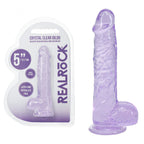 REALROCK 5'' Crystal Clear Dildo with Balls - Purple - Clear Purple 14.7 cm Dong - Hush Store Sydney 