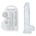 REALROCK 5'' Crystal Clear Dildo with Balls - Clear - Clear 14.7 cm Dong - Hush Store Sydney 