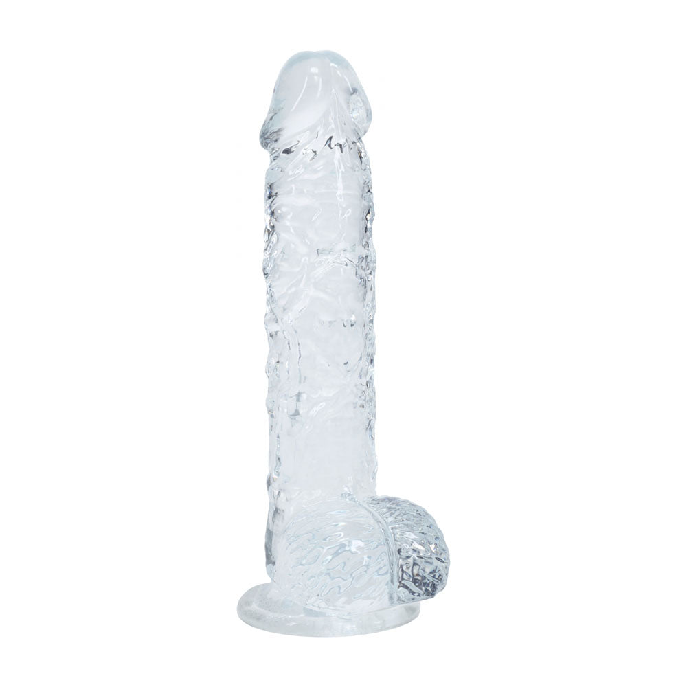 REALROCK 5'' Crystal Clear Dildo with Balls - Clear - Clear 14.7 cm Dong - Hush Store Sydney 