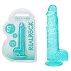 REALROCK 5'' Crystal Clear Dildo with Balls - Turquoise - Clear Turquoise 14.7 cm Dong - Hush Store Sydney 