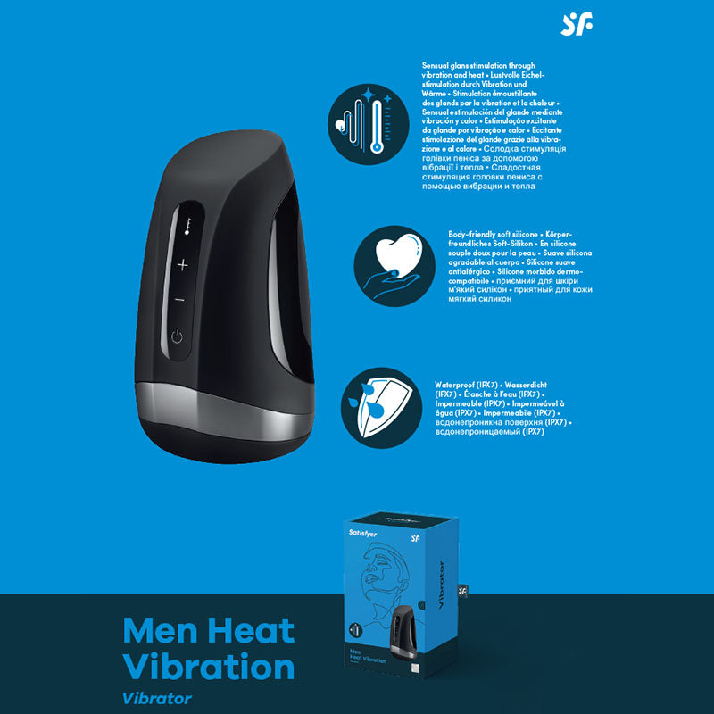 Satisfyer Men Heat Vibration - Black USB Rechargeable Masturbator - Hush Store Sydney 