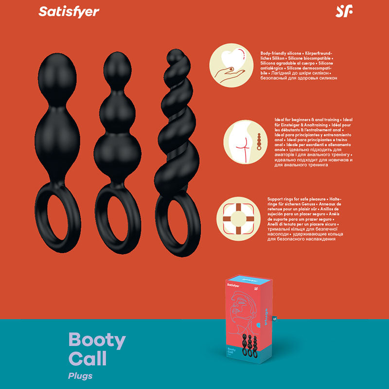 Satisfyer Booty Call - Black Butt Plugs - Set of 3 - Hush Store Sydney 