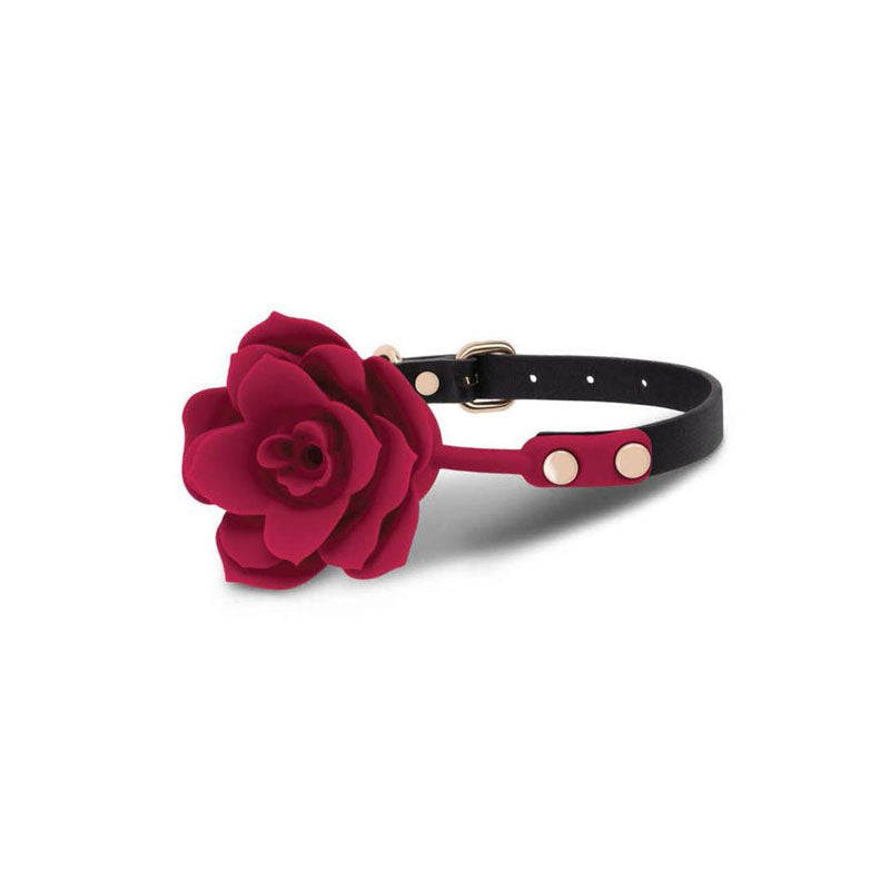 Secret Kisses ROSEGASM BLOOM SILICONE GAG - Rose Red Mouth Restraint - Hush Store Sydney 