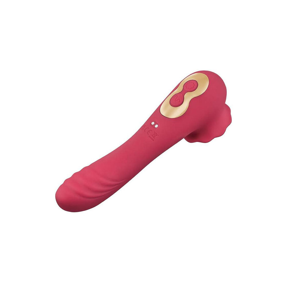 Secret Kisses ROSEGASM ROSE QUAKE - Red 18.8 cm USB Rechargeable Dual Ended Tapping Vibrator