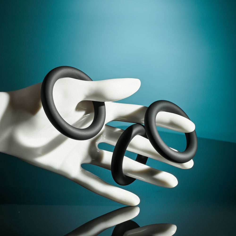 Selopa 3 RING CIRCUS - Black Cock Rings - Set of 3 Sizes - Hush Store Sydney 