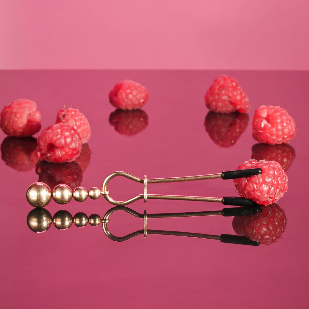 Selopa BEADED NIPPLE CLAMPS - Rose Gold - Rose Gold Nipple Clamps - Set of 2 - Hush Store Sydney 