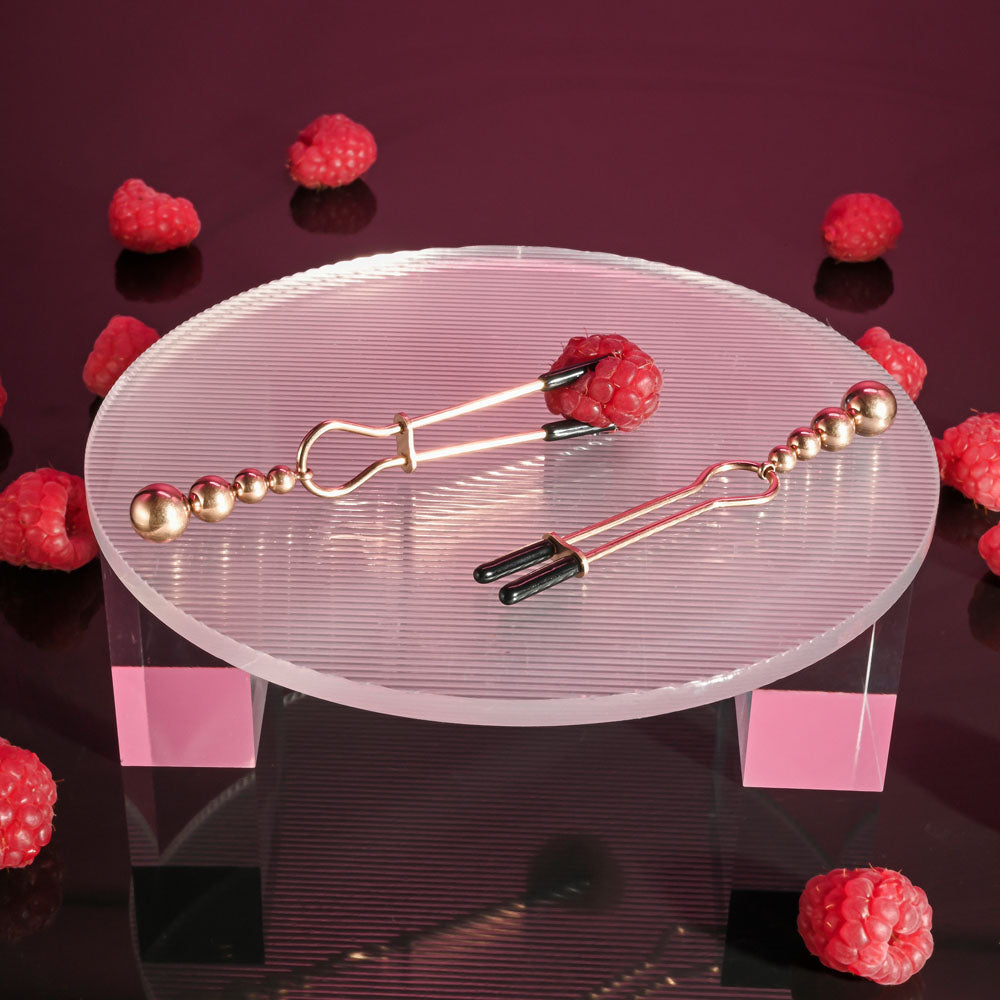 Selopa BEADED NIPPLE CLAMPS - Rose Gold - Rose Gold Nipple Clamps - Set of 2 - Hush Store Sydney 