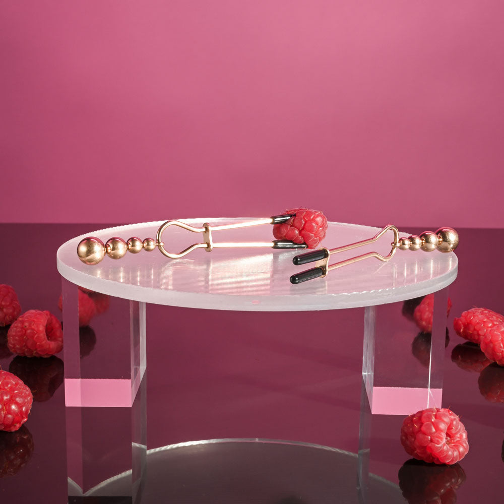 Selopa BEADED NIPPLE CLAMPS - Rose Gold - Rose Gold Nipple Clamps - Set of 2 - Hush Store Sydney 