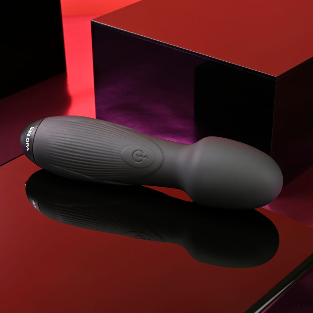Selopa POWER TRIP - Black 18.8 cm USB Rechargeable Massage Wand - Hush Store Sydney 