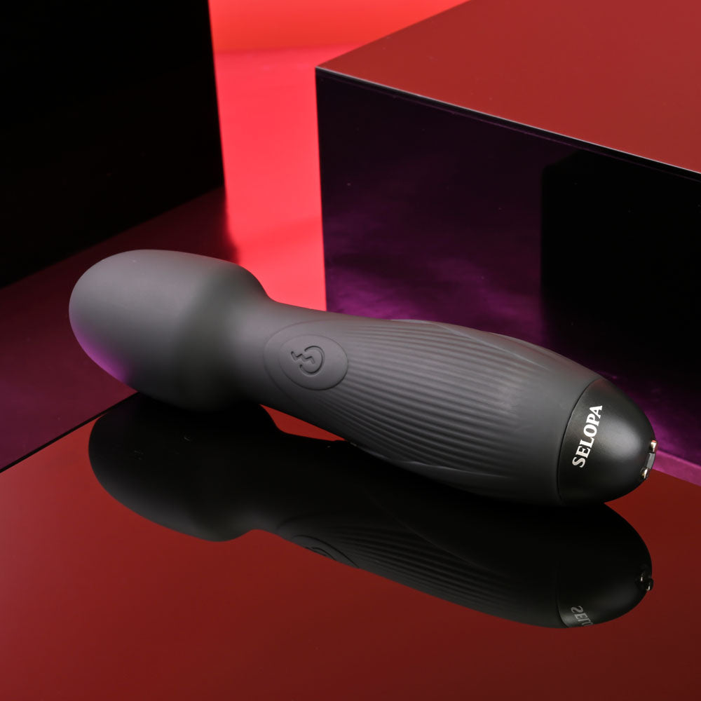 Selopa POWER TRIP - Black 18.8 cm USB Rechargeable Massage Wand - Hush Store Sydney 