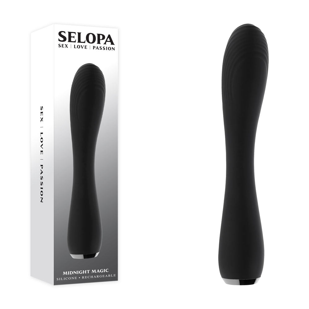 Selopa MIDNIGHT MAGIC - Black 20.2 cm USB Rechargeable Vibrator - Hush Store Sydney 
