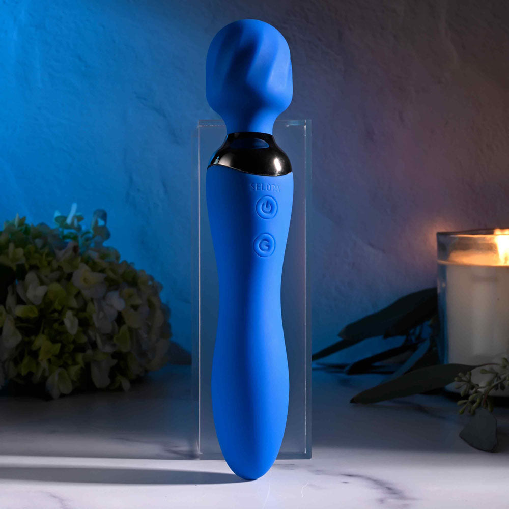 Selopa BLUE BELLE - Blue USB Rechargeable 20 cm Massage Wand - Hush Store Sydney 