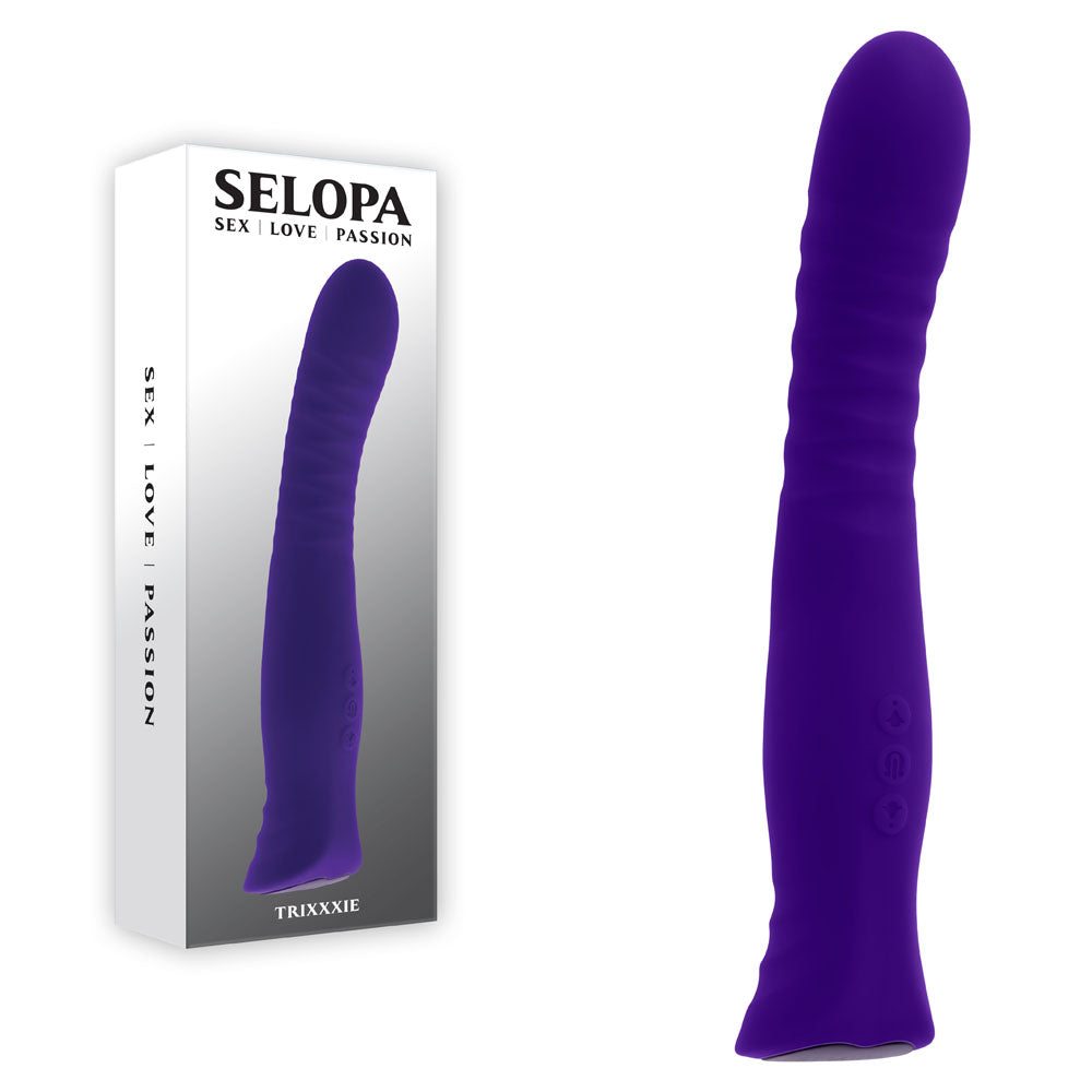Selopa TRIXXXIE - Purple 22.2 cm USB Rechargeable Vibrator - Hush Store Sydney 