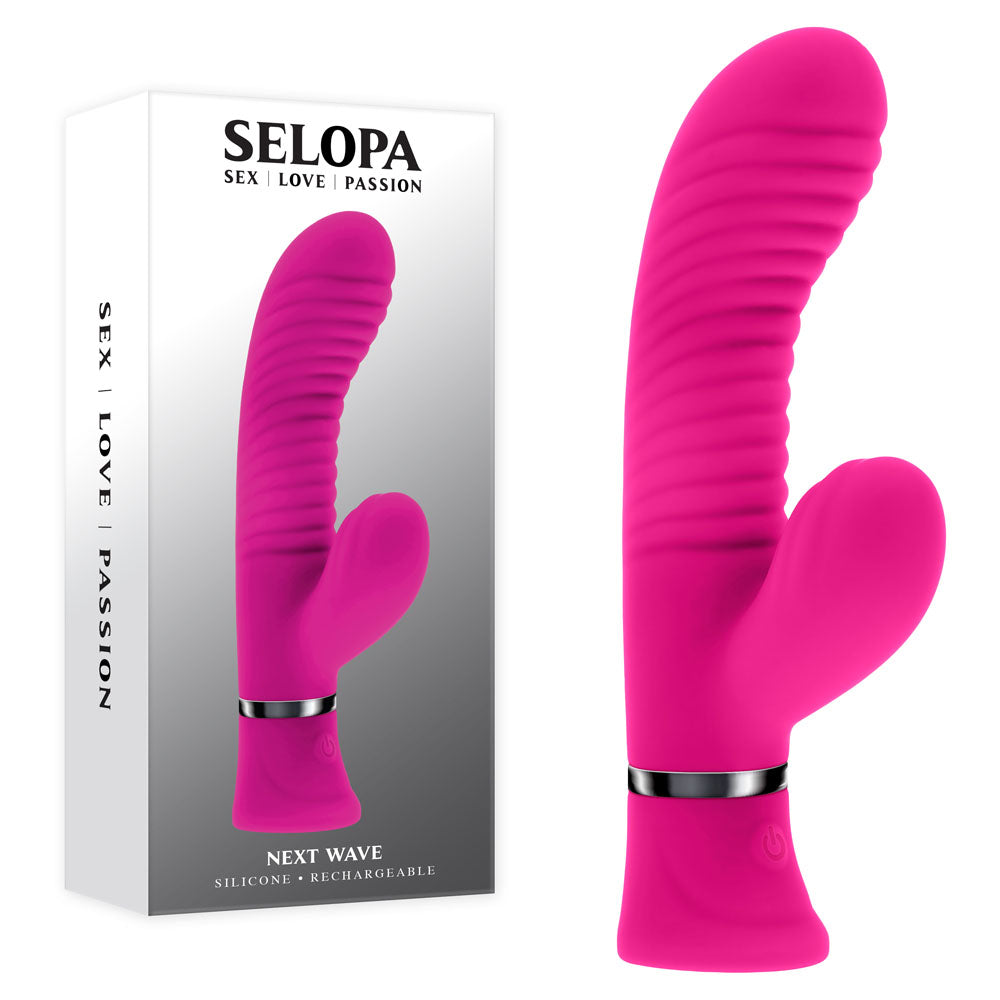 Selopa NEXT WAVE - Pink 16.4 cm USB Rechargeable Dual Vibrator - Hush Store Sydney 