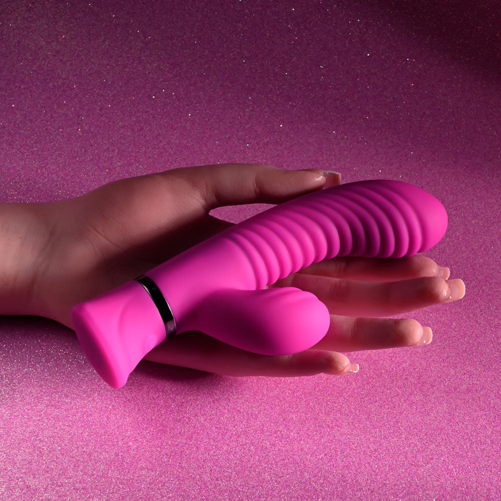 Selopa NEXT WAVE - Pink 16.4 cm USB Rechargeable Dual Vibrator - Hush Store Sydney 