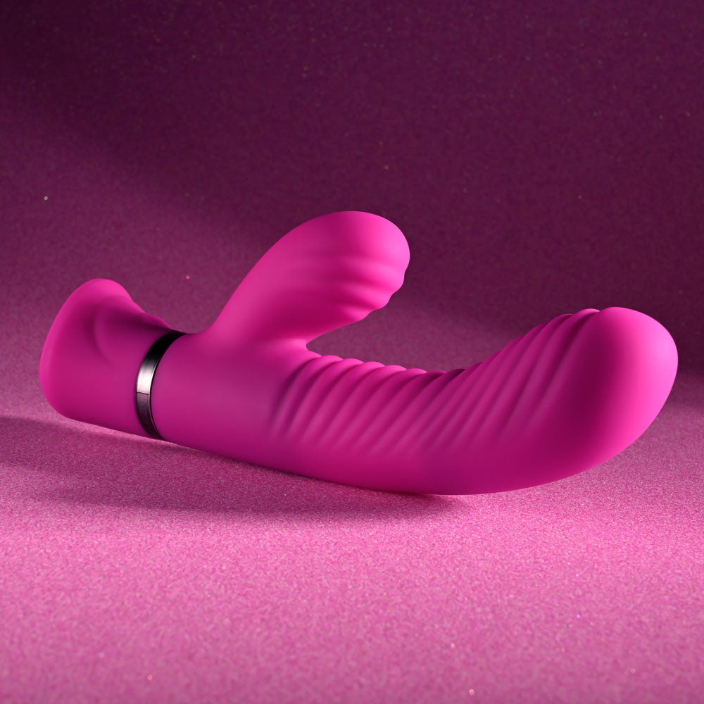 Selopa NEXT WAVE - Pink 16.4 cm USB Rechargeable Dual Vibrator - Hush Store Sydney 