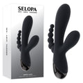 Selopa TRIPLE ACES - Black 19.7 cm USB Rechargeable Triple Stimulator Vibrator - Hush Store Sydney 