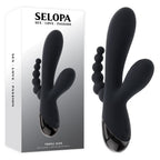 Selopa TRIPLE ACES - Black 19.7 cm USB Rechargeable Triple Stimulator Vibrator - Hush Store Sydney 