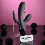 Selopa TRIPLE ACES - Black 19.7 cm USB Rechargeable Triple Stimulator Vibrator - Hush Store Sydney 