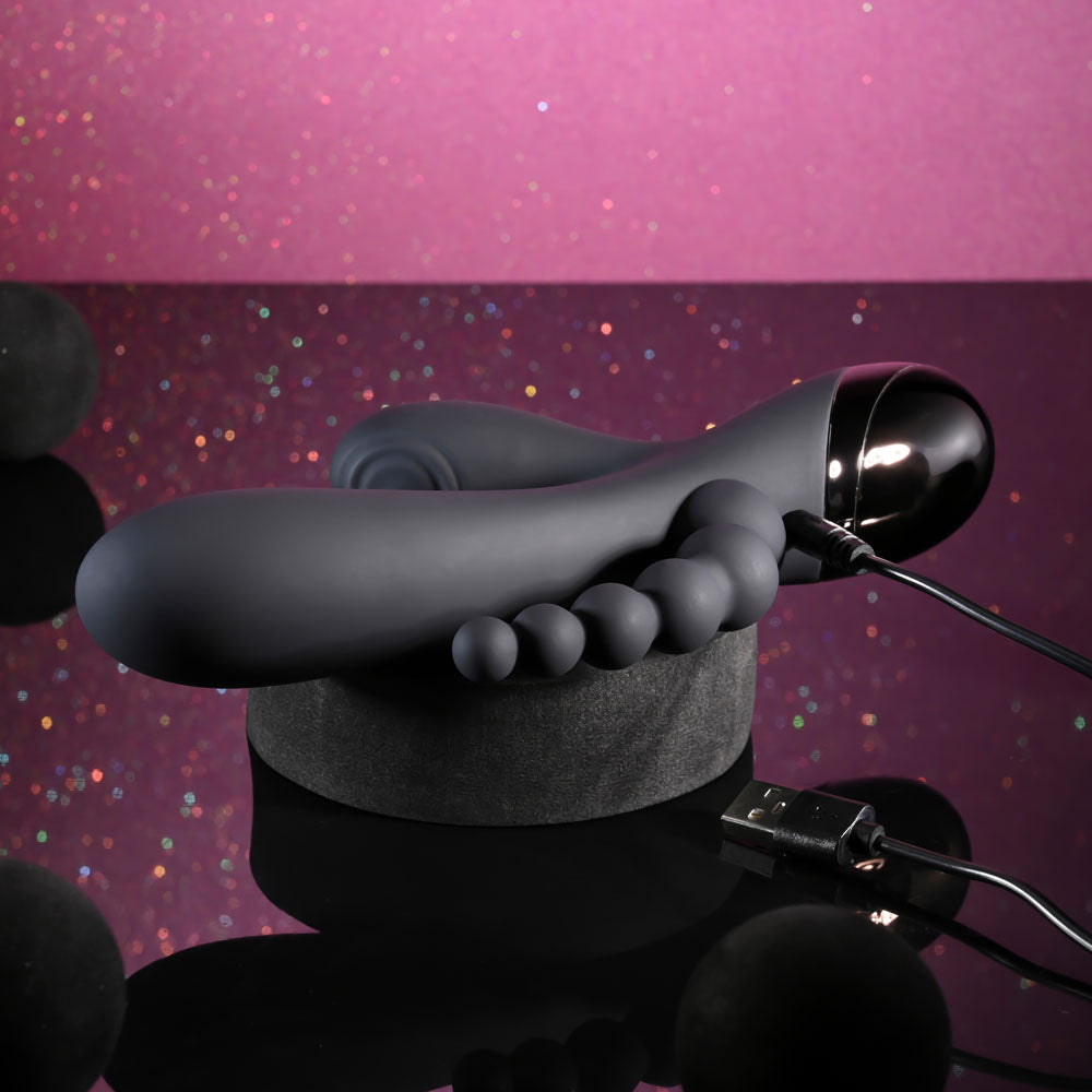 Selopa TRIPLE ACES - Black 19.7 cm USB Rechargeable Triple Stimulator Vibrator - Hush Store Sydney 