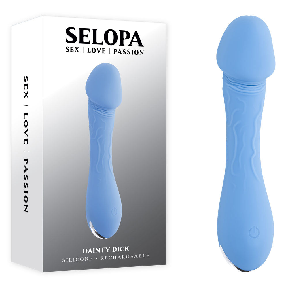 Selopa DAINTY DICK - Baby Blue 11.9 cm USB Rechargeable Mini Vibrator - Hush Store Sydney 