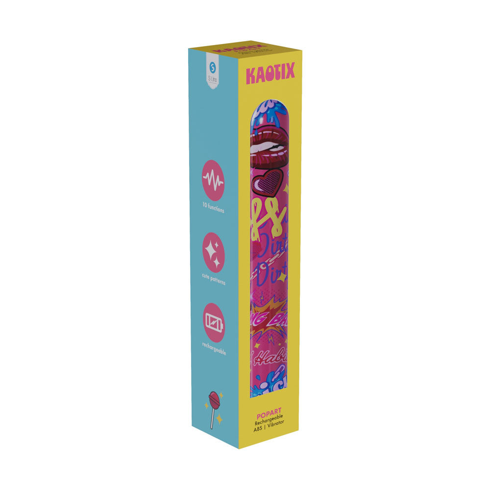 S-LINE Kaotix Pop Art - Pink 17.8 cm USB Rechargeable Vibrator - Hush Store Sydney 