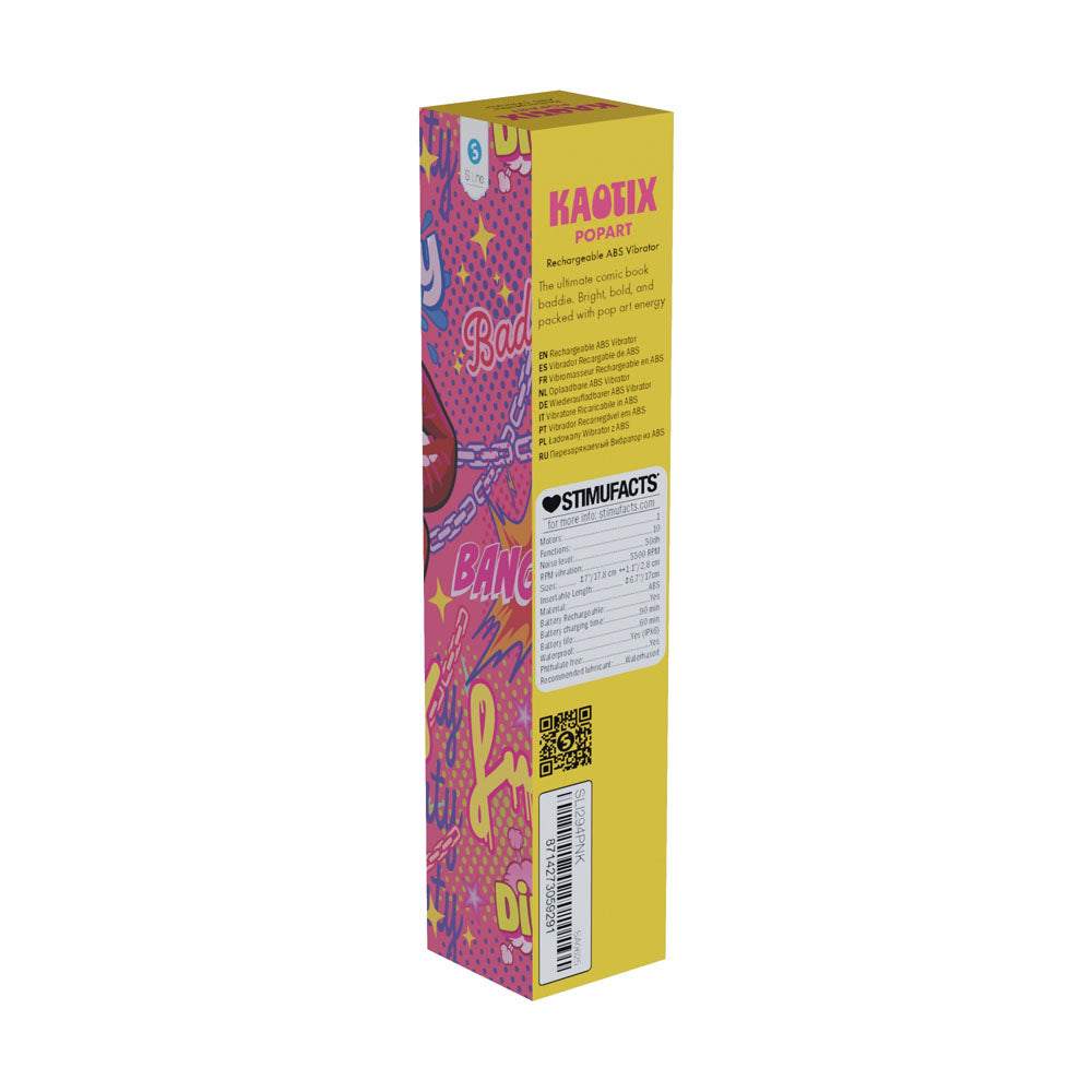 S-LINE Kaotix Pop Art - Pink 17.8 cm USB Rechargeable Vibrator - Hush Store Sydney 