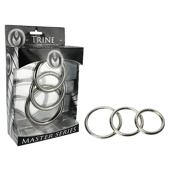 Master Series Trine Steel Ring Collection - Steel Cock Rings - Set of 3 Sizes - Hush Store Sydney 