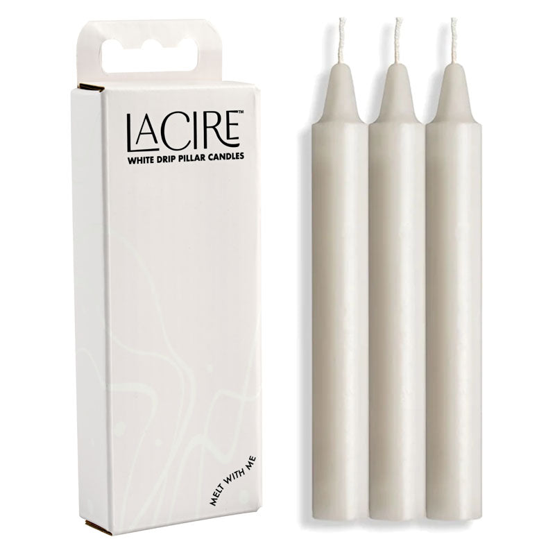 LaCire Drip Pillar Candles - White - White Drip Candles - Set of 3 - Hush Store Sydney 