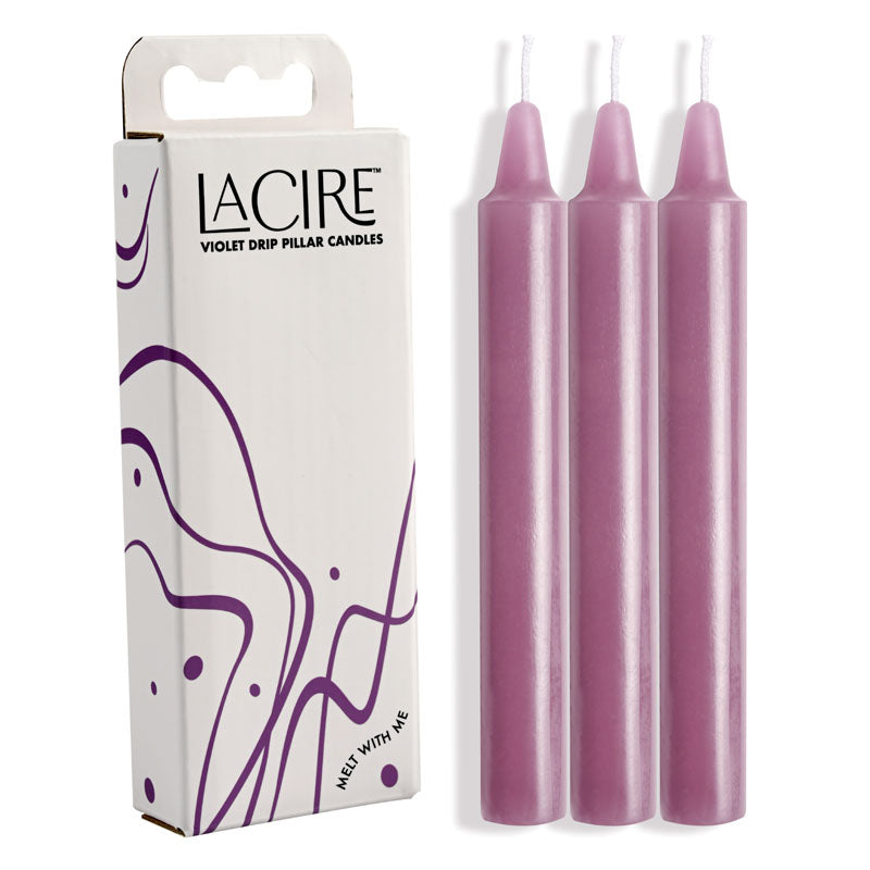 LaCire Drip Pillar Candles - Violet - Violet Drip Candles - Set of 3 - Hush Store Sydney 