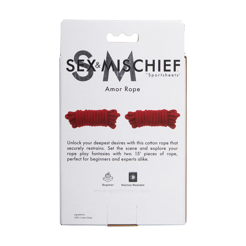 Sex & Mischief Amor Rope - 2 Red Bondage Ropes - 4.5 m Lengths - Hush Store Sydney 
