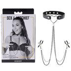 Sex & Mischief Amor Collar with Nipple Clamps - Metal Restraints - Hush Store Sydney 