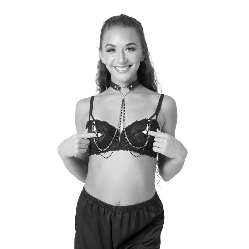 Sex & Mischief Amor Collar with Nipple Clamps - Metal Restraints - Hush Store Sydney 
