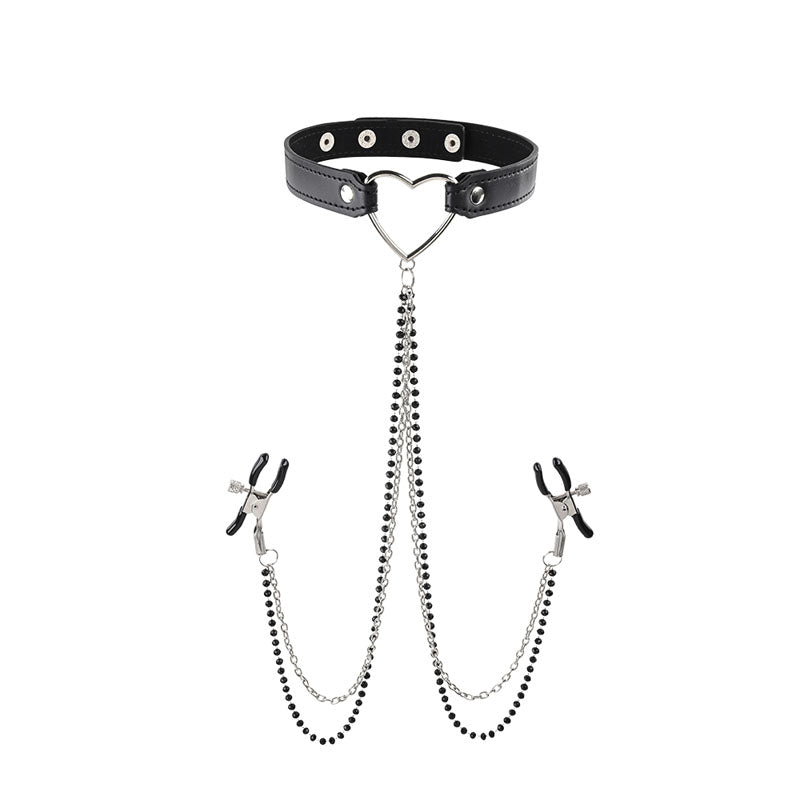Sex & Mischief Amor Collar with Nipple Clamps - Metal Restraints - Hush Store Sydney 