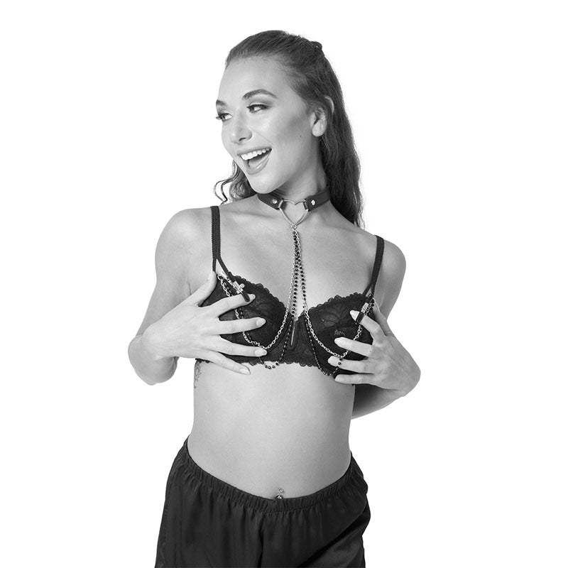 Sex & Mischief Amor Collar with Nipple Clamps - Metal Restraints - Hush Store Sydney 