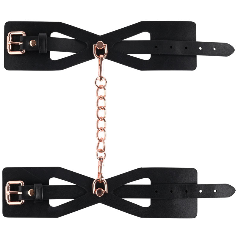 Sex & Mischief Brat Handcuffs - Black/Rose Gold Restraints - Hush Store Sydney 