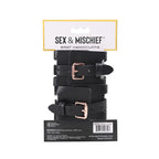 Sex & Mischief Brat Handcuffs - Black/Rose Gold Restraints - Hush Store Sydney 