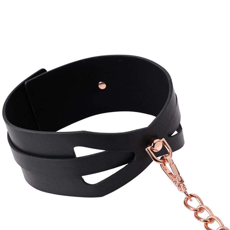 Sex & Mischief Brat Collar & Leash - Rose Gold/Black Restraint - Hush Store Sydney 