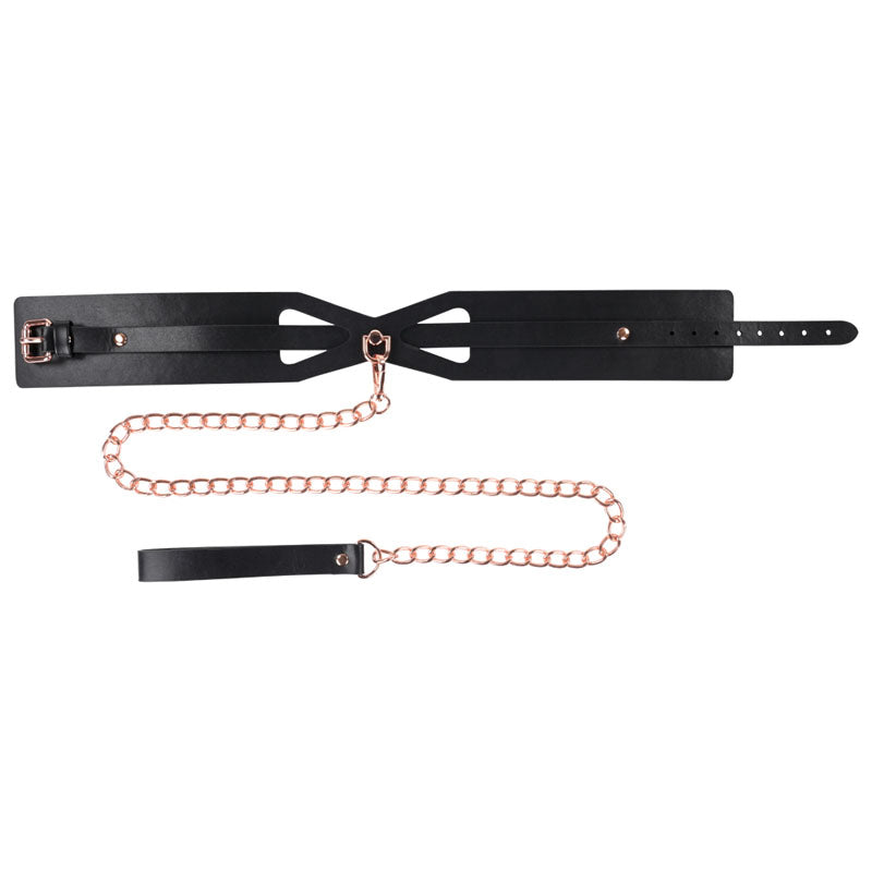 Sex & Mischief Brat Collar & Leash - Rose Gold/Black Restraint - Hush Store Sydney 