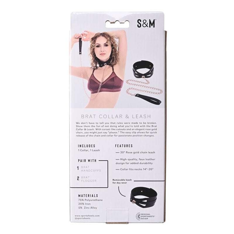 Sex & Mischief Brat Collar & Leash - Rose Gold/Black Restraint - Hush Store Sydney 