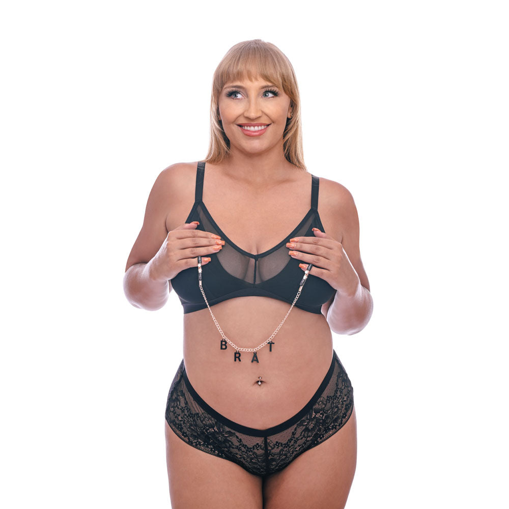 Sex & Mischief Brat Charmed Nipple Clamps - Rose Gold Nipple Clamps with 45 cm Chain - Hush Store Sydney 