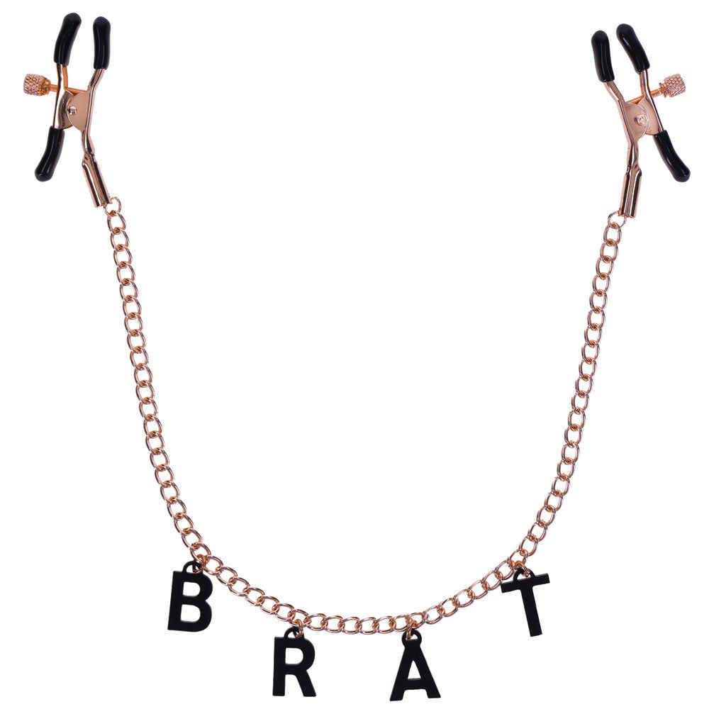 Sex & Mischief Brat Charmed Nipple Clamps - Rose Gold Nipple Clamps with 45 cm Chain - Hush Store Sydney 