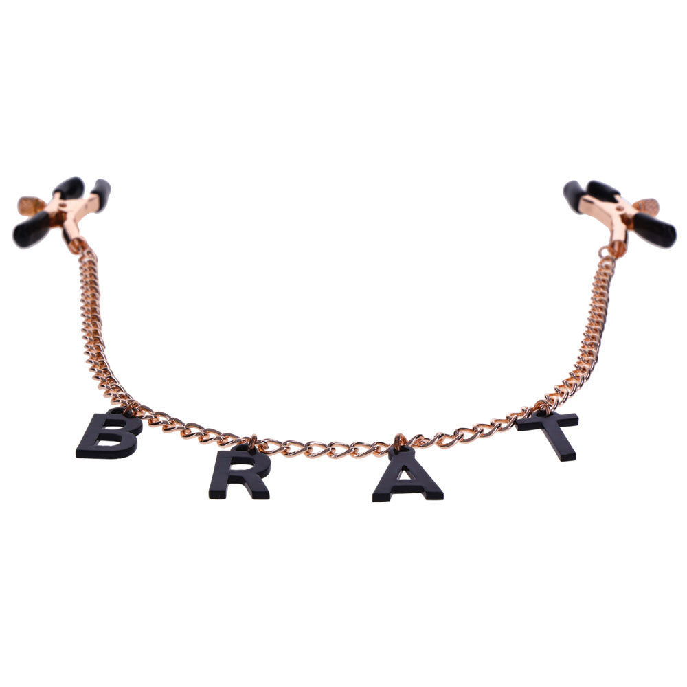 Sex & Mischief Brat Charmed Nipple Clamps - Rose Gold Nipple Clamps with 45 cm Chain - Hush Store Sydney 