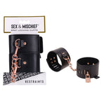 Sex & Mischief Brat Locking Cuffs - Black/Rose Gold Hand Cuffs - Hush Store Sydney 