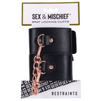 Sex & Mischief Brat Locking Cuffs - Black/Rose Gold Hand Cuffs - Hush Store Sydney 