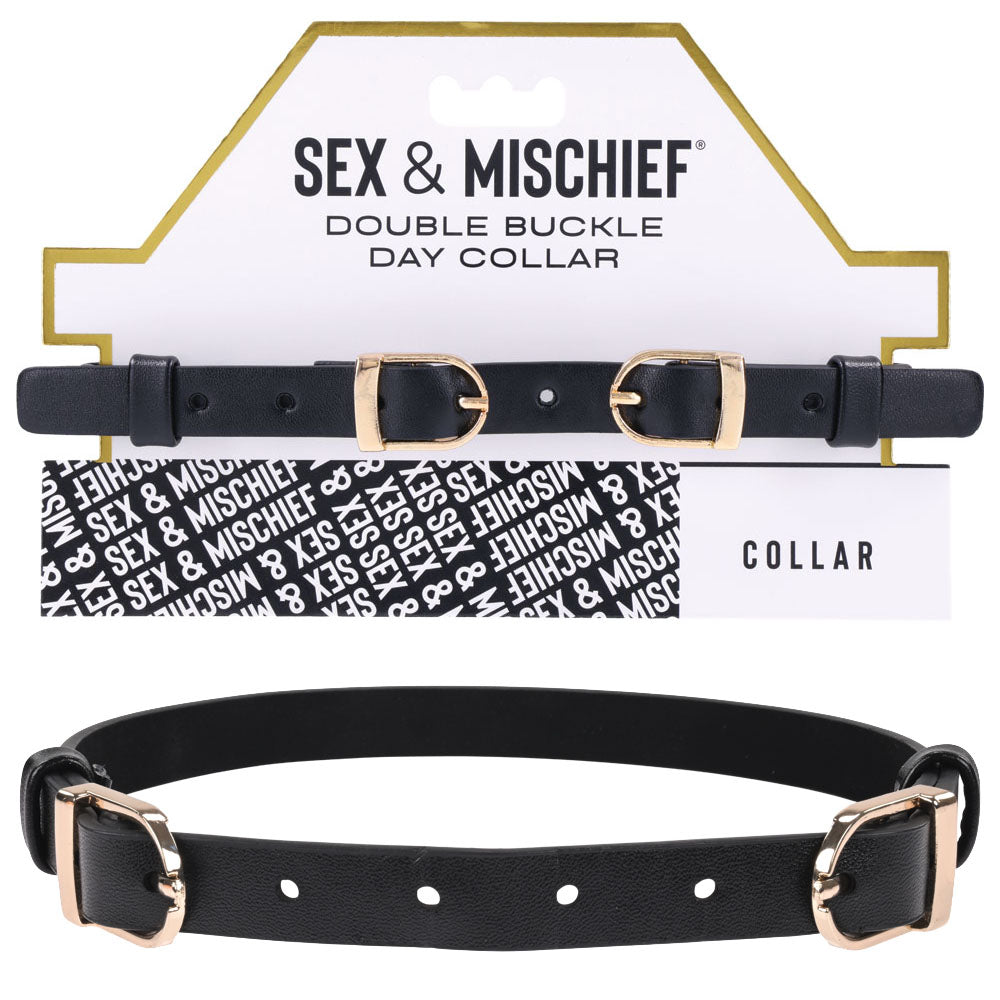 Sex & Mischief Double Buckle Day Collar - Black Collar - Hush Store Sydney 
