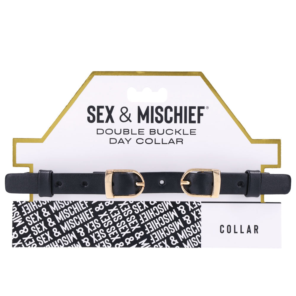 Sex & Mischief Double Buckle Day Collar - Black Collar - Hush Store Sydney 
