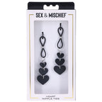 Sex & Mischief Heart Nipple Ties - Black Nipple Restraints - Set of 2 - Hush Store Sydney 