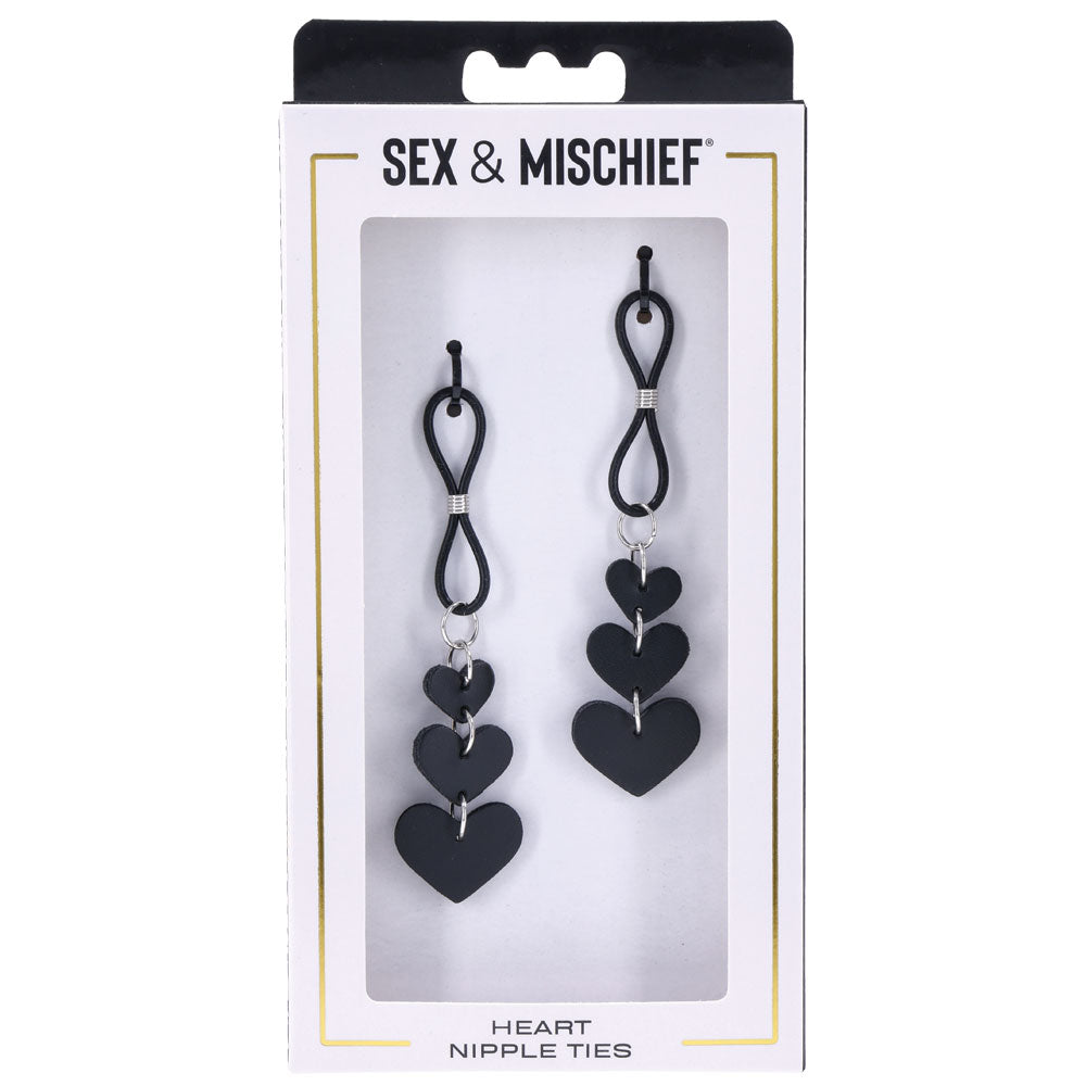 Sex & Mischief Heart Nipple Ties - Black Nipple Restraints - Set of 2 - Hush Store Sydney 
