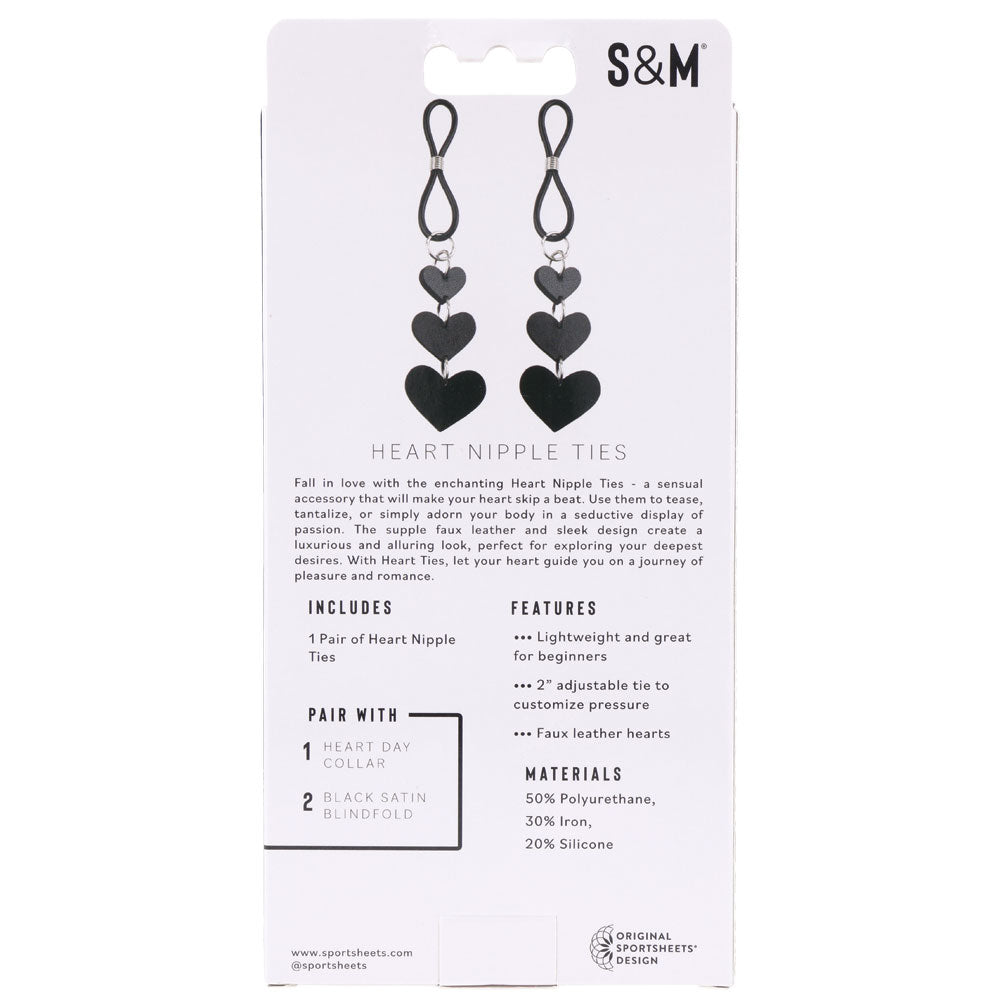 Sex & Mischief Heart Nipple Ties - Black Nipple Restraints - Set of 2 - Hush Store Sydney 